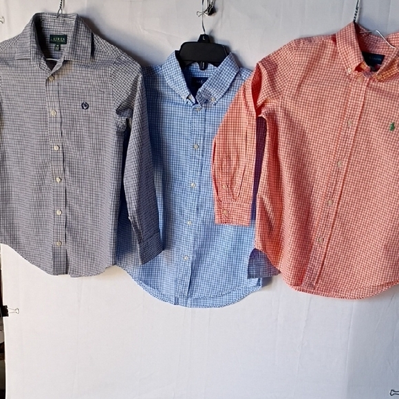 Ralph Lauren Bundle Kids Orange  Blue &  Grey Gingham Shirts Size 7  -grey 10 - Picture 16 of 16